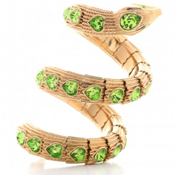 Gucci Crystal Heart Triple Wrap Snake Bracelet - Picture 11 of 12